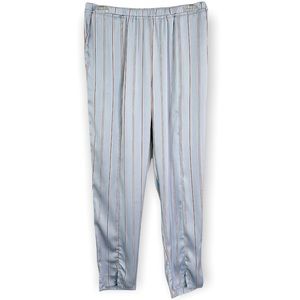 Hello Nite! Revolve Satin Pinstripe Pajama Pants Ankle Slits & Pockets Size S